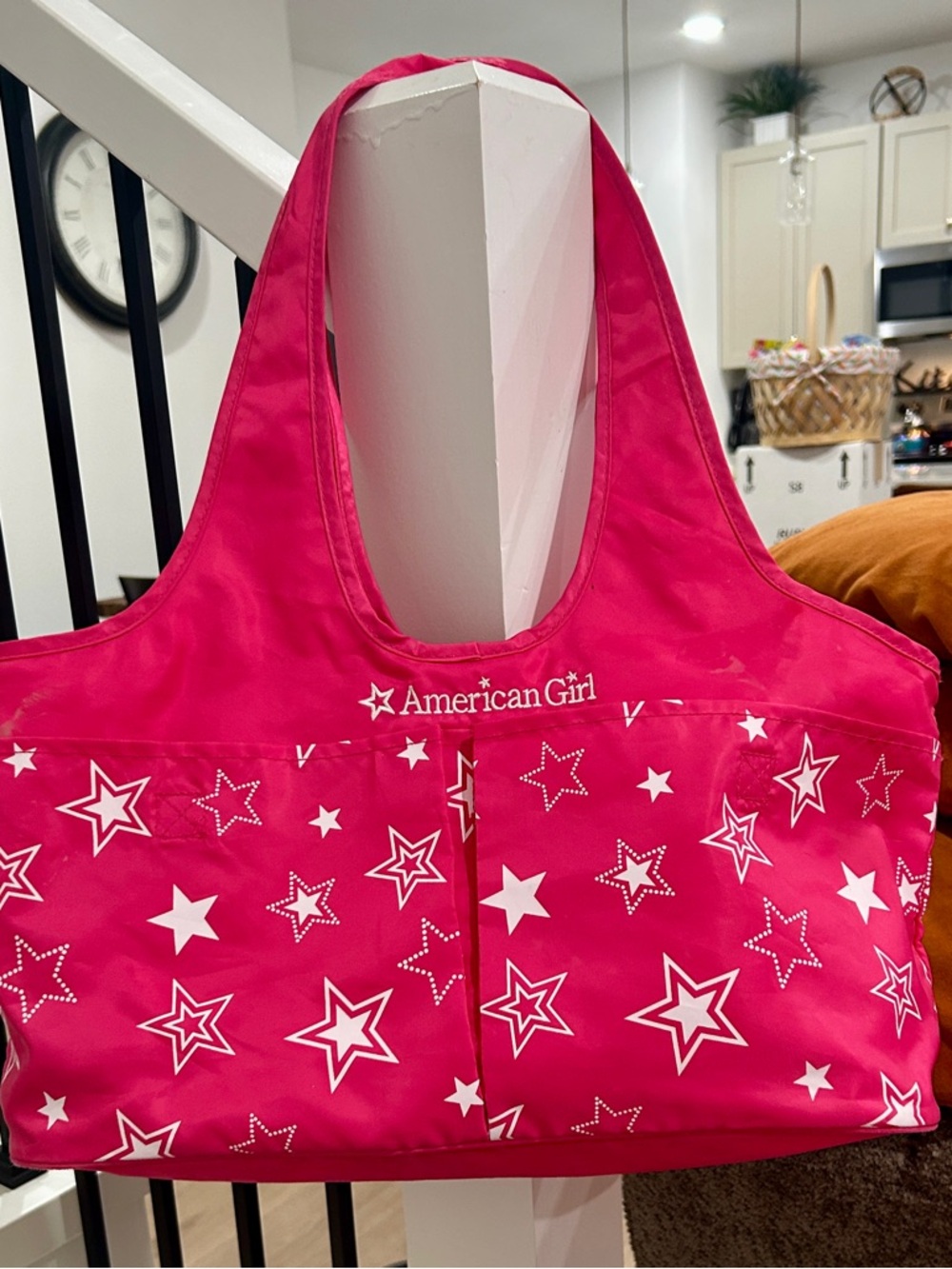 American Girl Hot Pink Star Print Tote Bag